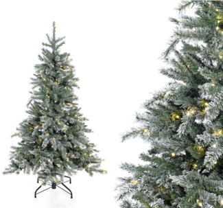 Evergreen Künstlicher Weihnachtsbaum Frost Fichte | Inkl. LEDs & Kunstschnee | Weiß | 150 cm