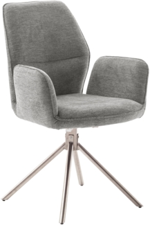 2er Set Sesselstuhl Greyton, 180° drehbar - Grau / Edelstahl