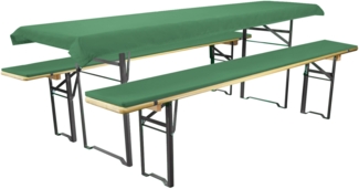 Brandsseller Auflagenset für Bierzeltgarnituren 3-teilig 2 Bankauflagen gepolstert 220x25 cm und 1 Tischdecke 240x70 cm für alle gängigen Festzeltgarnituren Bierbankauflagen Outdoor - Grün