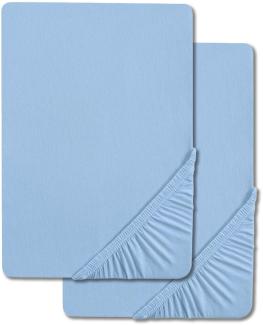 Castell Spannbettlaken Jersey eisblau 90 x 190 - 100 x 200 cm Doppelpack