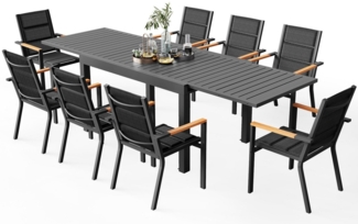 HOMALL Gartentisch Gartentisch Aluminium Ausziehtisch 80/160 130/260cm Esszimmerstühle (Verdicktes Aluminium, wasserdicht und rostfrei Multi-Größe Multi-Farbe Verschiedene Verpackungen erhältlich)