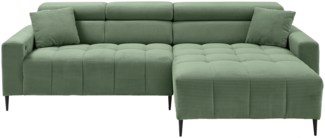 SIMPLE Longchair-Sofa, Bezug:Feincord grün Type004 PG1 Fuß Metall schwarz,Ottomane rechts