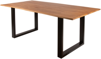Baumkantentisch Esstisch Rubberwood eichenfarben 140x80 cm schwarz MAILO 527997