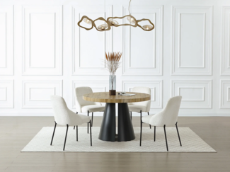 Vente-unique - Esstisch ausziehbar - 4 bis 12 Personen - MDF & schwarzes Metall - Holzfarben hell - JARELIA