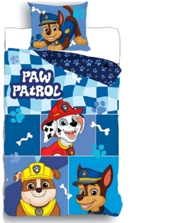PAW PATROL Bettwäsche Paw Patrol Chase 2tlg Kinder Jungen Bettwäsche Set 135x200 80x80 cm, 2 teilig, 100% Baumwolle