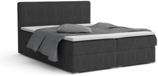 Deine Möbel 24 Boxspringbett LON IV Boxspring Komplettbett Polsterbett Bonellfederkernmatratzen (Cord Beige Creme Grau Dunkelgrau Graphit Schwarz, 3-St, Boxbett Cord Cord-Samt 140x200 160x200 180x200 200x200), inkl. Bettkasten Topper Matratzen H3 H4
