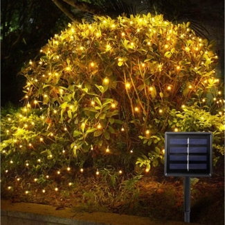 MUPOO LED-Lichternetz Led Solarleuchten 100LEDs 1.5X1.5M / 204LEDs 3X2M,LED Lichtervorhang, 8 Modi,IP65 Wasserdicht,4 Farben,Wand Fenster,Schaukeln,Büsche Dekor