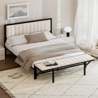 LVHOM Polsterbett Metallbett 160x200cm Bettgestell mit klappbare Polsterbank, Doppelbett/Stauraumbett, Samtstoff, Platzsparend, Ideal für Schlafzimmer, Jugendzimmer und Wohnungen