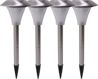 4er Set LED SOLAR Außenleuchten, Edelstahl, Erdspieß