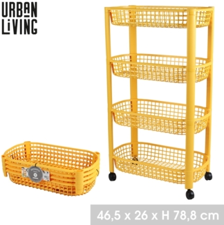 Urban Living 4-Etagen Transportwagen Allzweckwagen 51068 Senfgelb