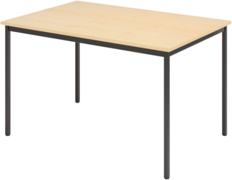 bümö Tisch, Multifunktionstisch 120 x 80 cm in Ahorn/Schwarz - Besprechungstisch, Konferenztisch, Meetingtisch, Mehrzwecktisch, Pausentisch, Besprechungsraum, Meetingraum, Pausenraum, VS12-3-D