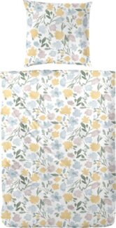 Primera Perkal Bettwäsche 135x200 Blüten flieder blau ocker 133043-13