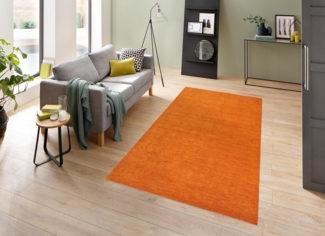 THEKO Wollteppich Gabbeh Uni, Handgefertigt, Teppich, meliert, reine Wolle, rechteckig, Höhe: 14 mm, Schlafzimmer, Wohnzimmer, Esszimmer, auch als Läufer oder rund