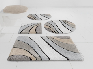 my home Badematte Josie, Badvorleger, Badezimmer Teppich, Höhe 20 mm, rutschhemmend beschichtet, fußbodenheizungsgeeignet, schnell trocknend, strapazierfähig, Polyester, rechteckig, 3-tlg. Hänge-WC Set, Badteppich, Badematten, rechteckig, rund & als 3-...