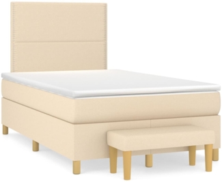 vidaXL Boxspringbett mit Matratze Creme 120x200 cm Stoff, Härtegrad: H2 [3137066]