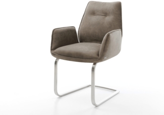 Freischwinger Zoa-Flex Mikrofaser Taupe Vintage Freischwinger flach Edelstahl Taschenfederkern