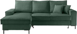 Polsterecke >Rube< Schlaffunktion, Stauraum, Cord moosgrün - 240x92x150cm (BxHxT)