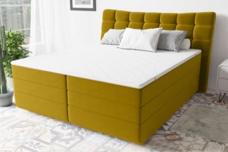 99rooms Leonhard Boxspringbett Velours KRONOS Gelb 140x200 cm Bonell-Federung