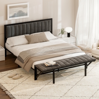 LVHOM Polsterbett Metallbett 160x200cm Bettgestell mit klappbare Polsterbank, Doppelbett/Stauraumbett, Samtstoff, Platzsparend, Ideal für Schlafzimmer, Jugendzimmer und Wohnungen