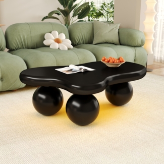 OKWISH Couchtisch Wolkenform+Rundbein-Design (Satztisch, Wohnzimmertisch, Beistelltisch, 1-St, für modernes Wohnbereiche), mit LED-Beleuchtung – 16 Farben wählbar