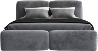 Polsterbett OLKE 140x200 ohne Matratze mit Bettkasten und Lattenrost. Farbe: Anthracite 18