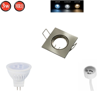 LED Line® Einbaustrahler MR11 Einbaurahmen Ø55-60mm Bohrloch Eisen inkl. MR11 3W Neutralweiß 255 Lumen LED Leuchtmittel Satin Eckig