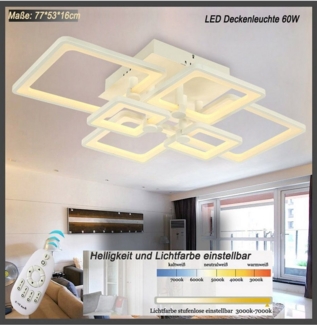 Euroton LED Deckenleuchte LED Deckenleuchte Fernbedienung Lichtfarbe/Helligkeit einstellbar, LED fest integriert, mit Fernbedienung kaltweiß-warmweiß, 7000k-3000k stufenlos einstellbar, Nicht zutreffend