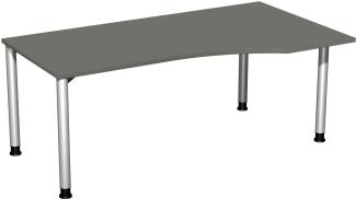 PC-Schreibtisch '4 Fuß Flex' rechts, höhenverstellbar, 180x100 cm, Graphit / Silber
