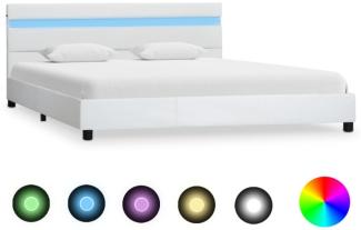 Bettgestell mit LED Weiß Kunstleder 120x200 cm, Mit Beleuchtung [284788]