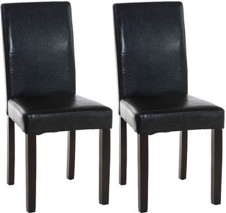 2er Set Esszimmerstuhl DALAN - Kunstleder Schwarz 41x47x91 cm Dunkelbraun | Essstühle Esszimmerstühle Küchenstühle Wohnzimmerstühle