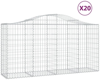 vidaXL Gabionen mit Hochbogen 20 Stk 200x50x100/120cm Verzinktes Eisen 3145655