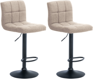 DELUKE® Barhocker 2er Set MADRID - Creme, Stoff, Schwarz Barhocker mit Lehne Barstuhl Tresenhocker Tresenstuhl Kneipenhocker Kneipenstuhl