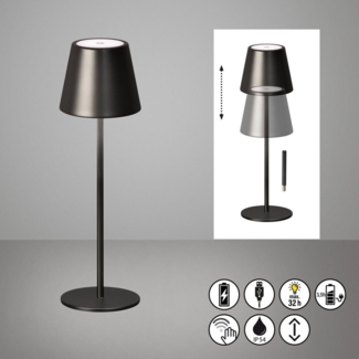 easy! BY FHL Außen-Tischleuchte Viletto, Dimmfunktion, USB-Ladefunktion, LED fest integriert, Warmweiß, lange Leuchtdauer
