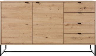 MOEBLO Kommode KERI KK153 (Griffe und Füße aus Metall Moderne Wohnzimmer Schlafzimmer Möbel Kommode für Wohnzimmer, Schrank Sideboard mit 2 Türen und 4 Schubladen), (BxHxT): 153x89x39 cm