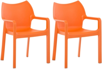 CLP 2er Set Stapelstuhl DIVA Kunststoff-Gartenstuhl mit Armlehnen,orange