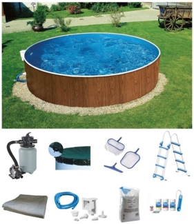 my POOL BWT Rundpool MAONI 4 (Komplett-Set, 9-tlg), Aufstellpool in Holzoptik in verschiedenen Größen