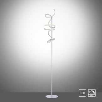 LED Stehleuchte, dimmbar, silber-weiß, geschwungen, Höhe 156 cm