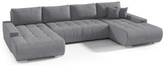 Wohnlandschaft Sofa mit Schlaffunktion VOGAR Stoff Aston Dunkelgrau