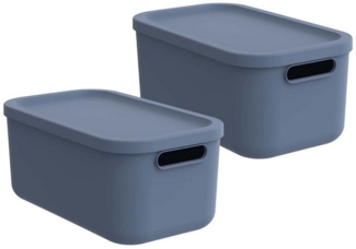 ROTHO Aufbewahrungsbox Albula Light 2er-Set Kiste 12l mit Deckel (Aufbewahrungsboxenset, 2er-Set)