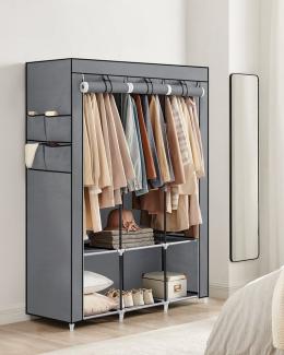 SONGMICS Stoffschrank, Kleiderschrank, 45 x 170 x 167 cm, 4 Hängefächer, mit Ablagen, 4 Seitentaschen, viel Platz, für Schlafzimmer, Wohnzimmer, grau RYGDE094G02