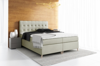 99rooms Sorento Boxspringbett Strukturstoff 140x200 cm Beige