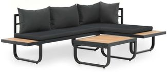 vidaXL 2-tlg. Garten-Ecksofa-Set mit Auflagen Aluminium WPC 44704