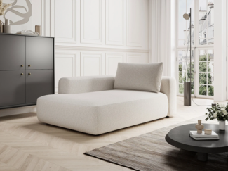 Vente-unique - Recamiere links - Melierter Stoff Creme - DAVISO