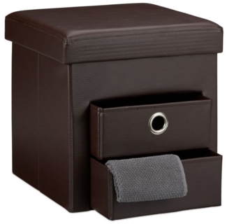 Sitzhocker aus Kunstleder mit 2 Fächern