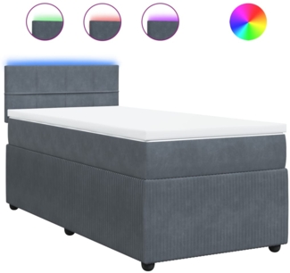 vidaXL Boxspringbett mit Matratze Dunkelgrau 80x200 cm Samt 3289891