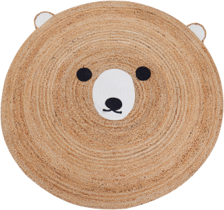 Jute Kinderteppich Bär ⌀ 120 cm Beige KOSALAR