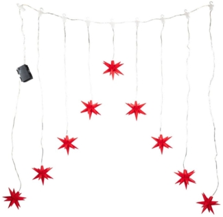 IC Winterworld LED-Lichtervorhang LED Lichterkette mit 9 3D Sternen als Lichtervorhang, ca. 160 x 120 cm, batteriebetrieben, weihnachtlicher Sternenvorhang