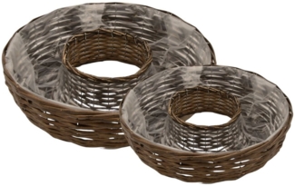 New Home Pflanzkübel Pflanzringe zum Bepflanzen 2er-Set Weidenkranz Pflanzkorb Blumentopf