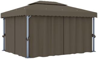 vidaXL Pavillon mit Vorhang 4x3 m Taupe Aluminium 3067050