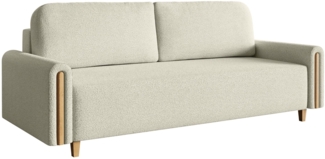 Selsey 'Majla' 3-Sitzer Schlafsofa, mit Bouclé-Stoff und Bettkasten, Creme